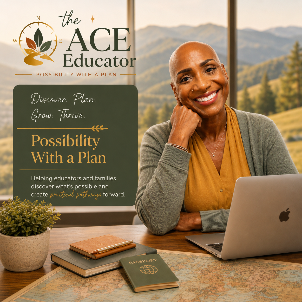 Educator workspace with nature view