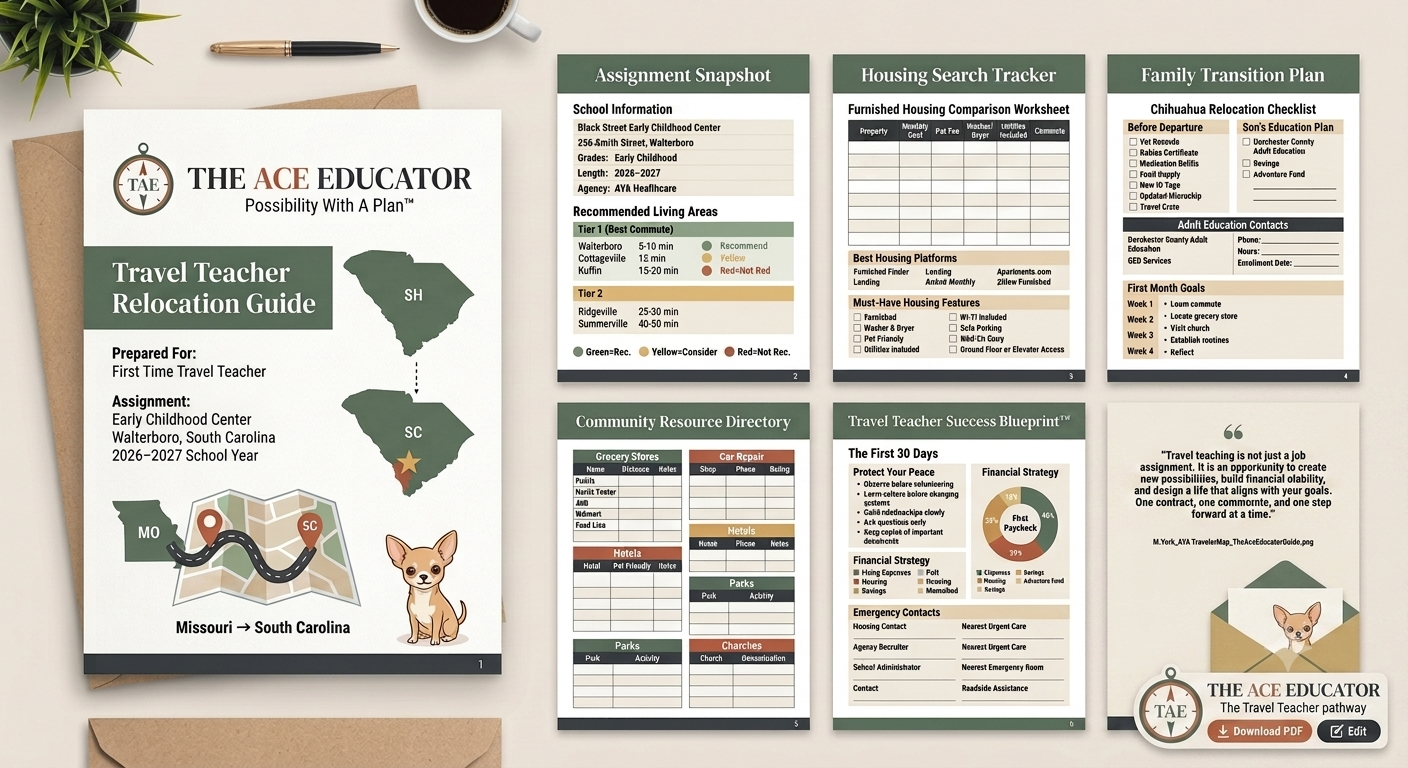 Illustration representing a first-time travel teacher planning a successful assignment with confidence and preparation